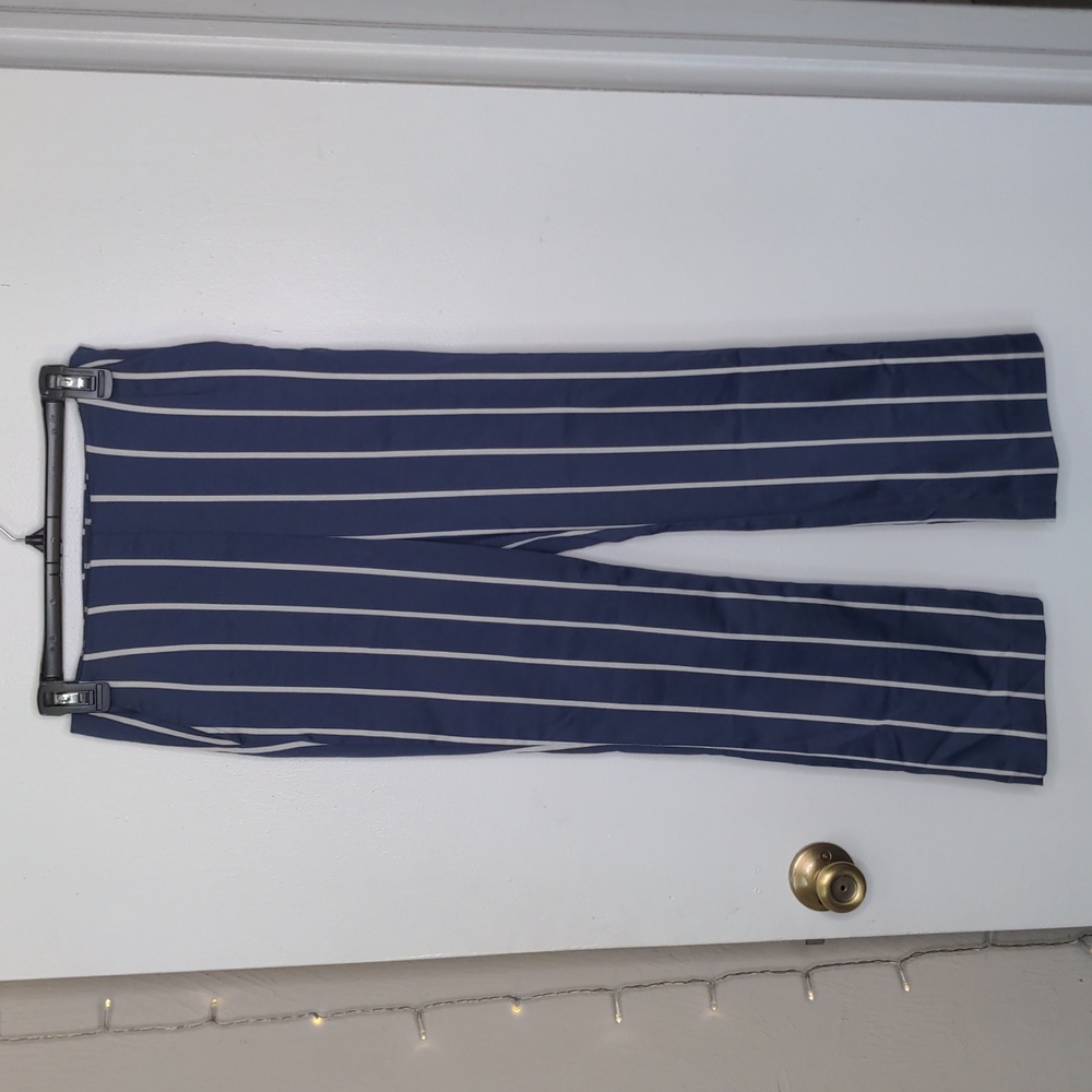 H&M high waist nautical sailor striped navy white Capri pants size 4
